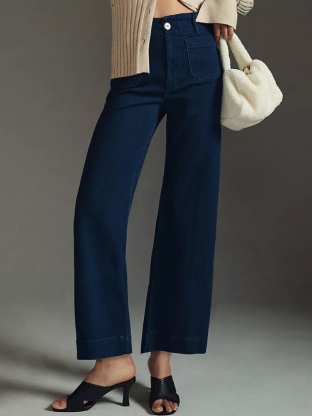 Anthropologie Maeve The Colette High Rise Cropped Wide Leg Jeans dark blue Sz 31